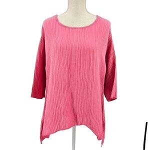 IC By Connie K Boxy Lagenlook Tunic Top Pink Women's Size M Relaxed Lightweight